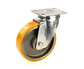 Heavy duty castor with cast iron rim and polyurethane wheels and ball bearings