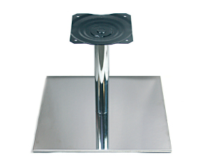 Placas base con cuadrado de cubierta de acero inoxidable y tubo de soporte con placa giratoria