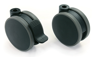 Roulettes de meubles roulettes doubles en plastique avec blocage de roue en gris noir