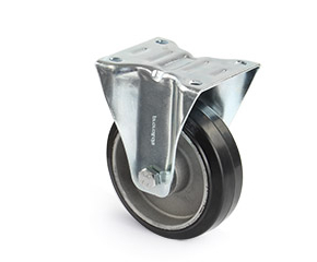 Roulette fixe avec pneus en caoutchouc solide noir et jantes en aluminium avec roulements à billes