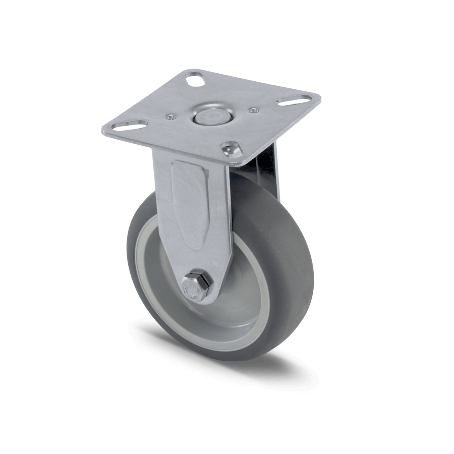 Stainless steel fixed castors housing with grey plain bearing wheel 