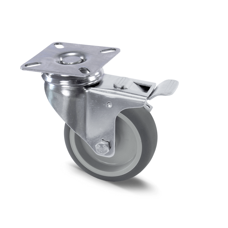 stainless steel castor-2E2-252E-steering-wheel-rubber-brake