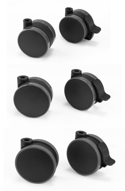 Möbelrolle slimline aus Polyamid und Polyurethanbandage in schwarz mit und ohne Radfeststeller