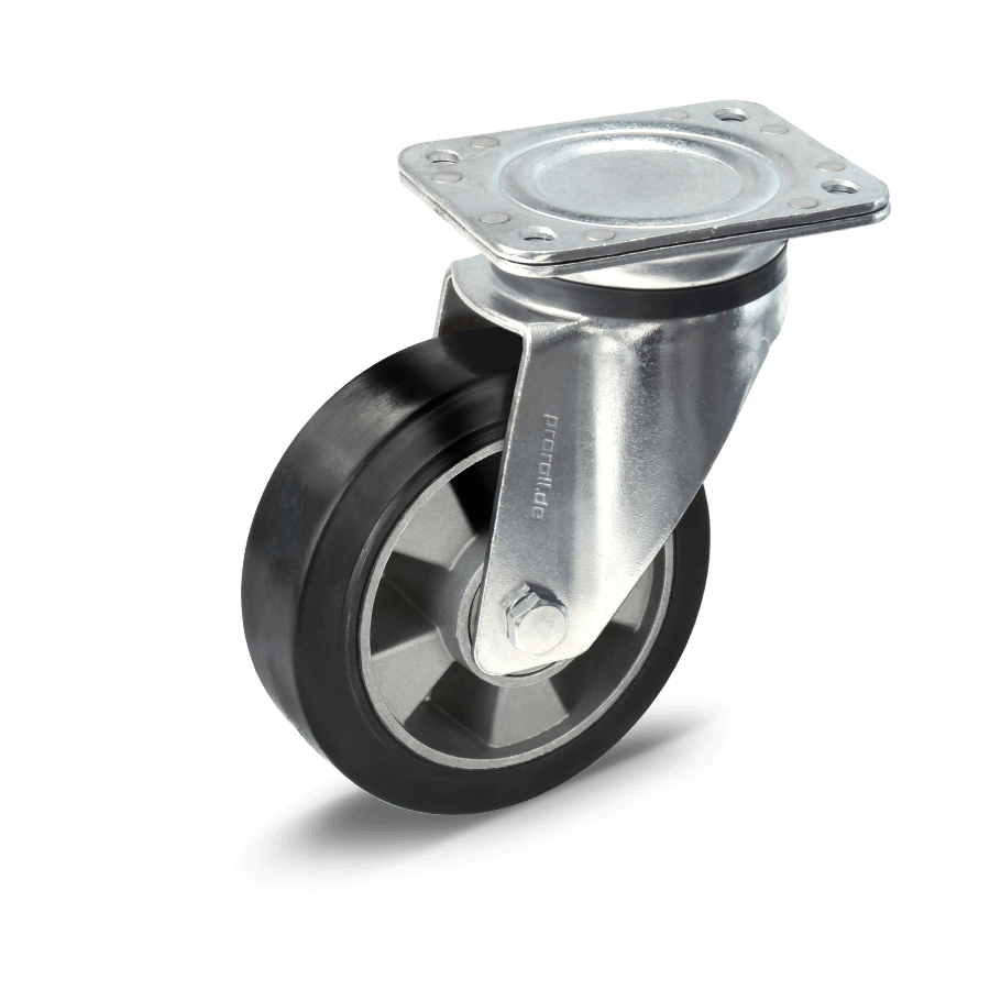 Heavy duty castor with cast aluminium rims ball bearings and polyurethane wheels